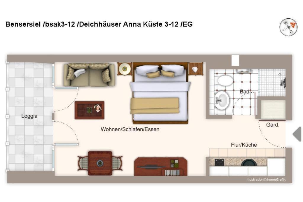 Ferienwohnung Deichhäuser Anna Küste Deichhäuser Anna Küste 3-12 Bensersiel Exterior foto